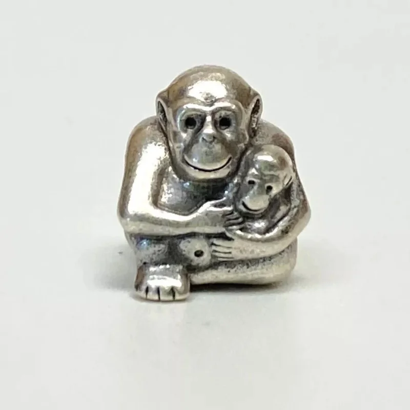Retired CHIMP FAMILY Genuine PANDORA Silver MOM MONKEY & Baby Charm 790422