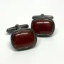 Vintage Red Agate Cufflinks Sterling Silver