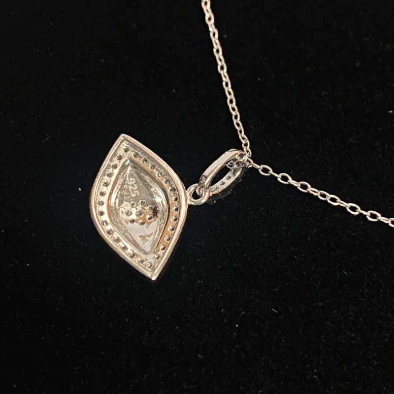 Silver 925 and White Sapphire, Celestial Protector Eye Chain Pendant 18 inches