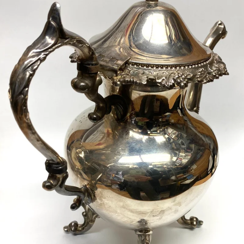 Antique Silver On Copper Large Teapot