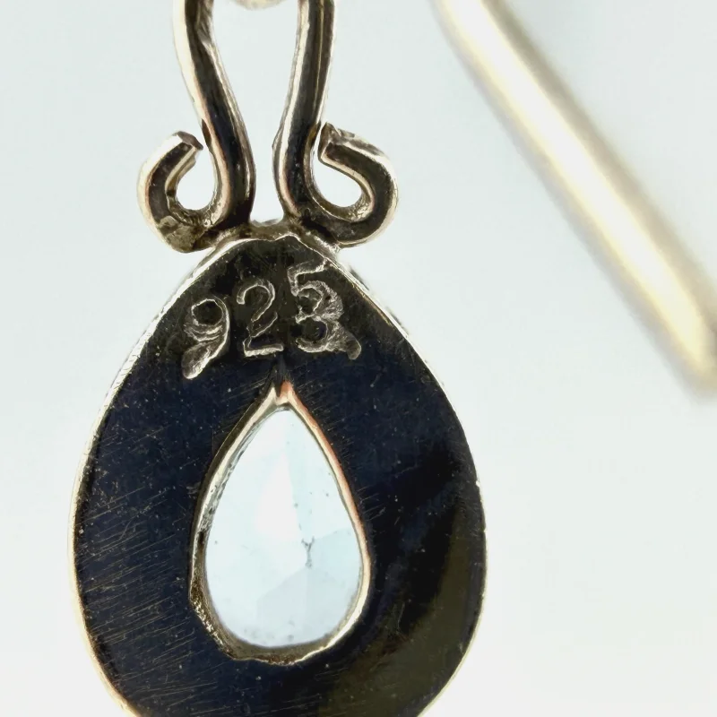 Sterling Silver Blue Topaz Triple Drop Dangle Earrings - 925