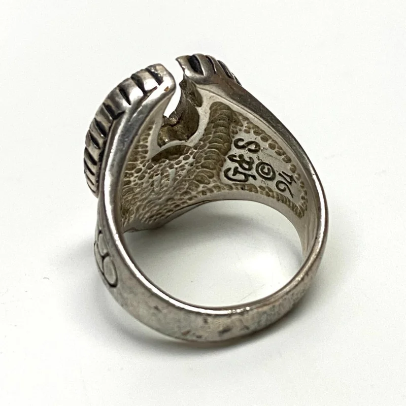 Vintage Stainless Steel Size 11 Eagle Inlay Ring