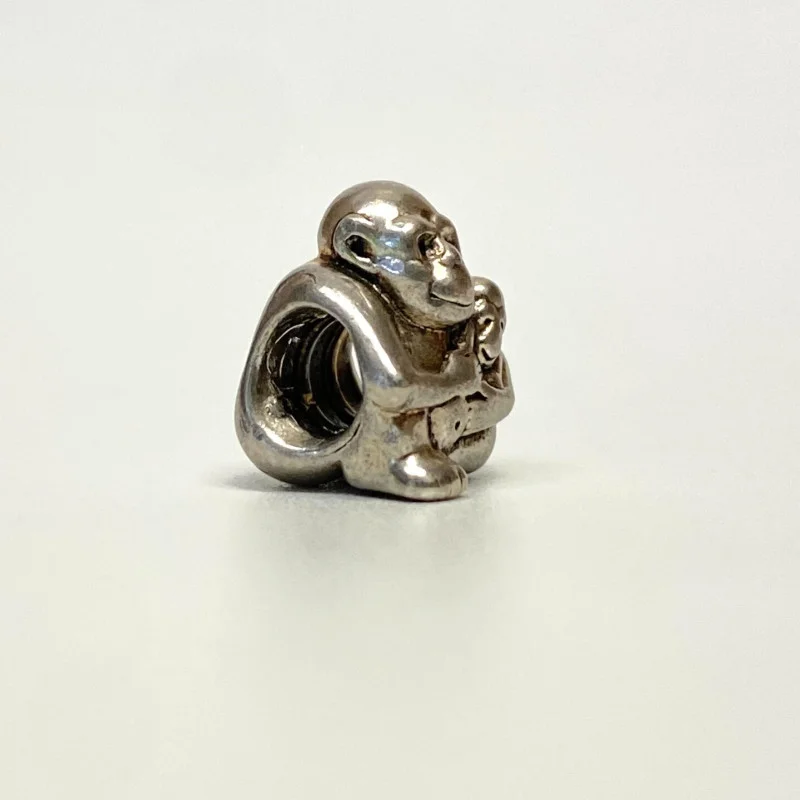 Retired CHIMP FAMILY Genuine PANDORA Silver MOM MONKEY & Baby Charm 790422