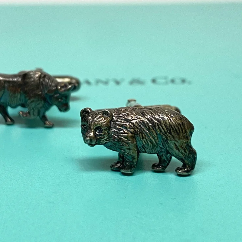 Tiffany & Co. Sterling Silver Bull Bear Cufflinks