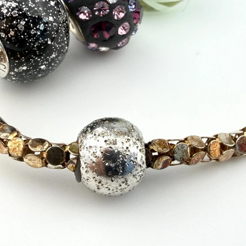 925 Sterling Silver Italian RCI Bracelet With Large Charms, 7.5 ich