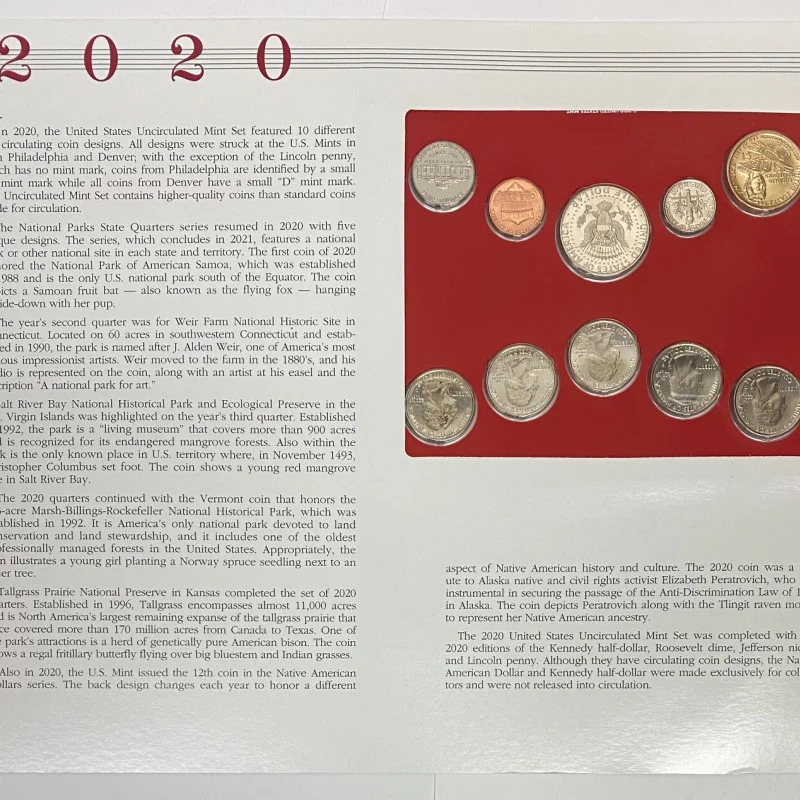2020 D Uncirculated Mint Set Postal Commemorative Society Coin & Stamps