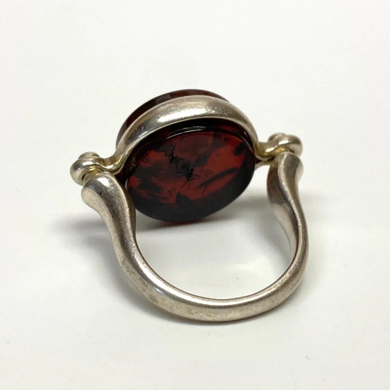 Ring 925 Silver Natural Honey Amber Size 6.25