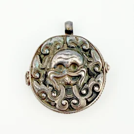 Antique Handmade Sterling Silver Kraken Pill Box / Trinket Box Pendant
