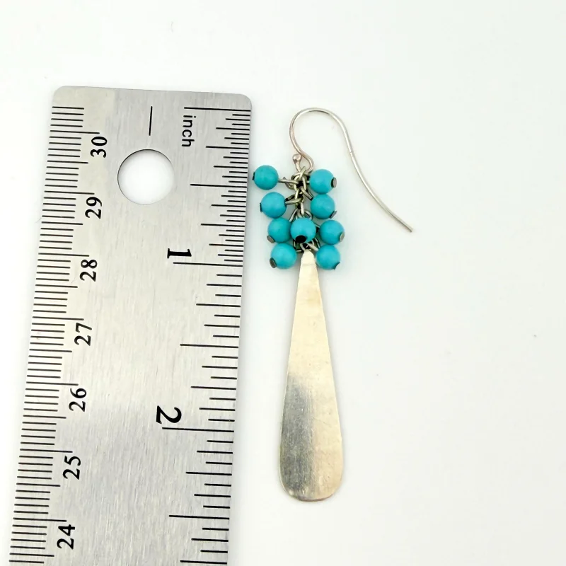 Boho Sterling Silver Dangle Earrings with Turquoise Bead Clusters