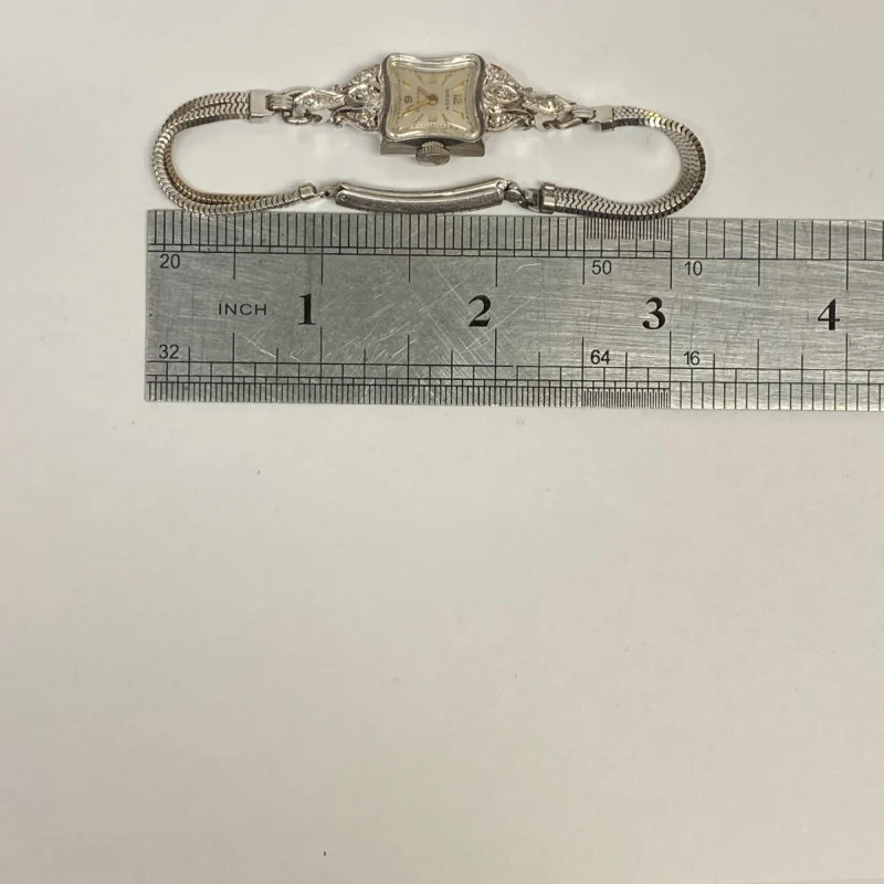 Vintage Ladies Gruen Precision 14K White Gold w Diamonds 17 Jewels