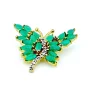 Vintage Gold Tone Butterfly Pendant with Mint Emerald and Diamond Chips