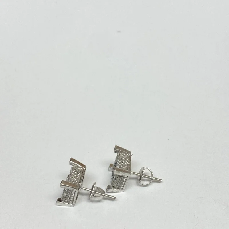 Sterling Silver Cross Diamond &  Black Diamond Woman's Earrings