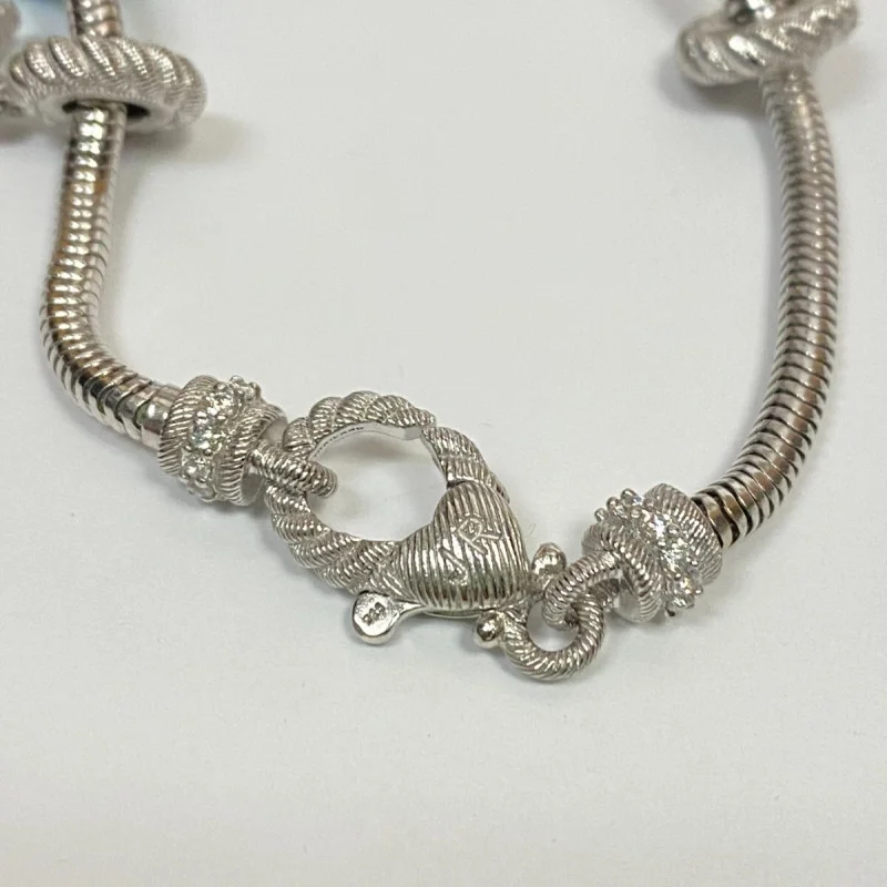 Judith Ripka Silver 925 CZ Charms Bracelet Size 7.5” Long, 7 pieces, Pouch, Box