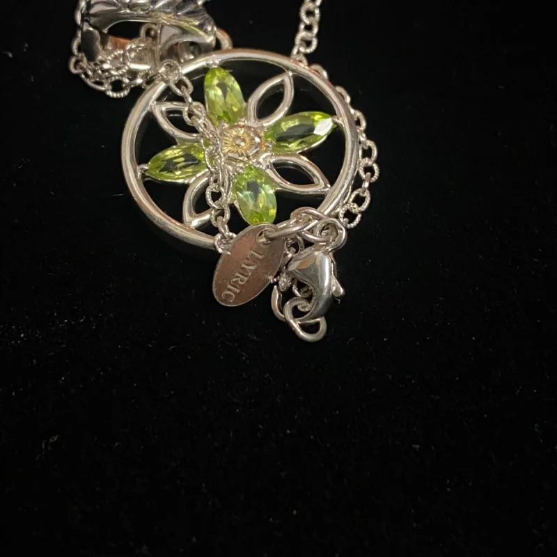 Vintage Lyric Sterling Silver Green Flower Necklace