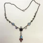 NICKY BUTLER STERLING UNUSUAL FESTOON DRAPE MOONSTONE, GARNET 17 NECKLACE