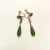 Vintage 10k Rose Gold Green Jade Dangle Earrings Chinese non-pierced