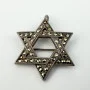 Vintage Cigned Theda Sterling Silver and Marcasite Star of David Pendant Brooch