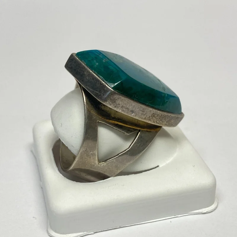 Vintage DTR China Blue Turquoise, Silver 925 Ring, Size 9