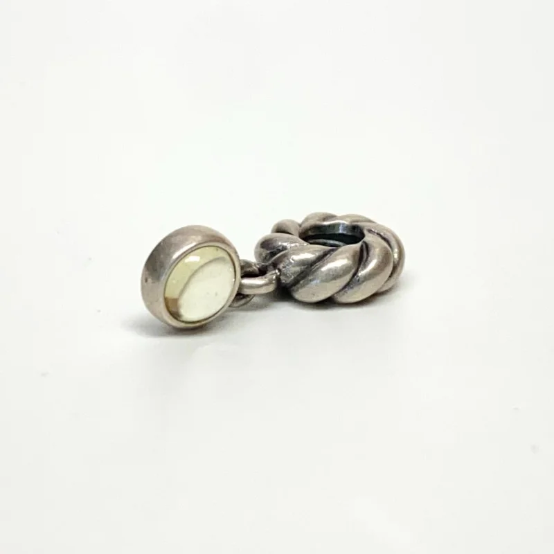 Authentic Pandora Silver and Lime Quartz Dangle Disc Charm 790435LQ