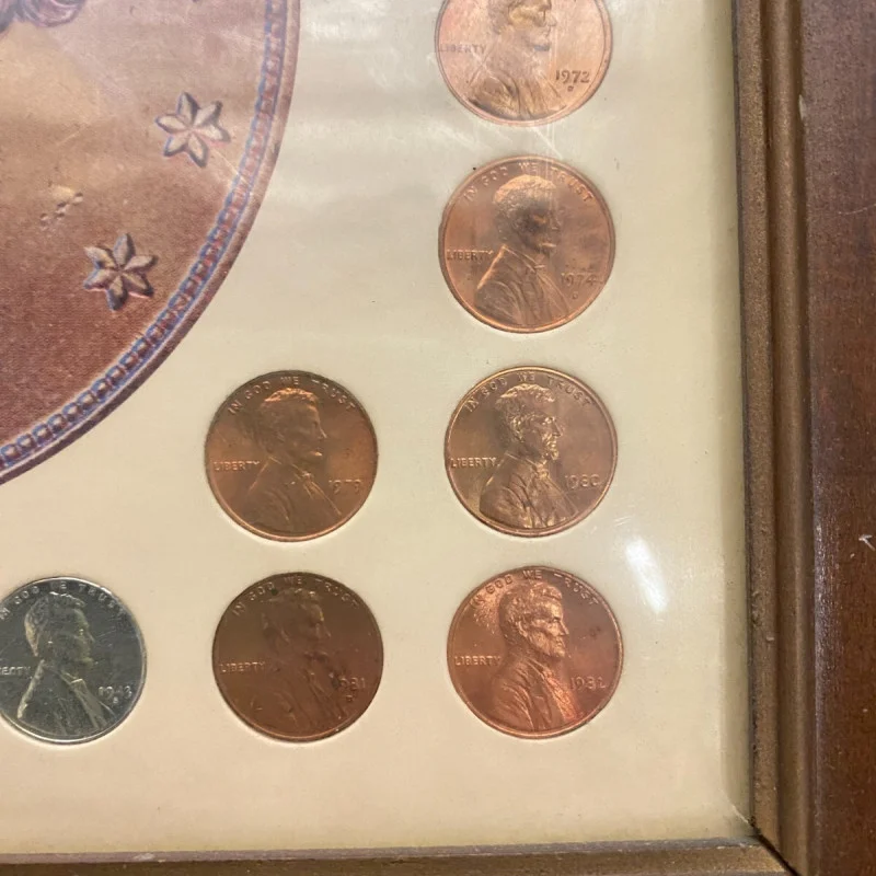 Lincoln Memorial Coins Collection (1959-1982 + 3 1943 Steel Cents) - Framed Set
