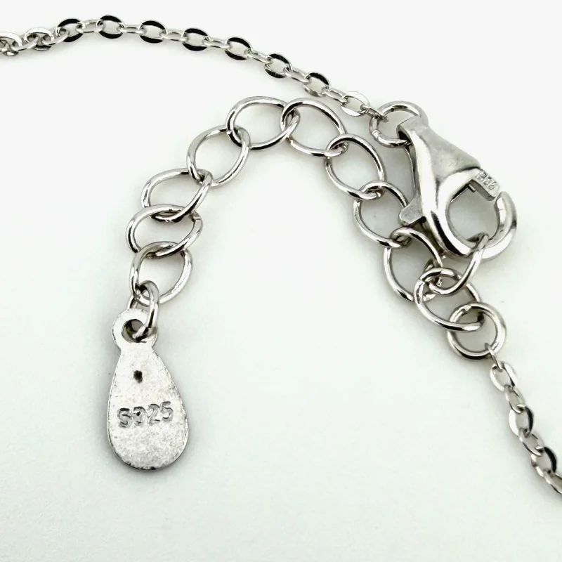 925 Sterling Silver Starfish Pendant Necklace with CZ - 15" Chain