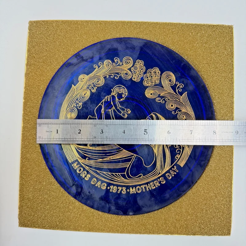 Vintage Mother's Day Plate - Cobalt Blue with Gold Etching Sweden 1973 w/Box