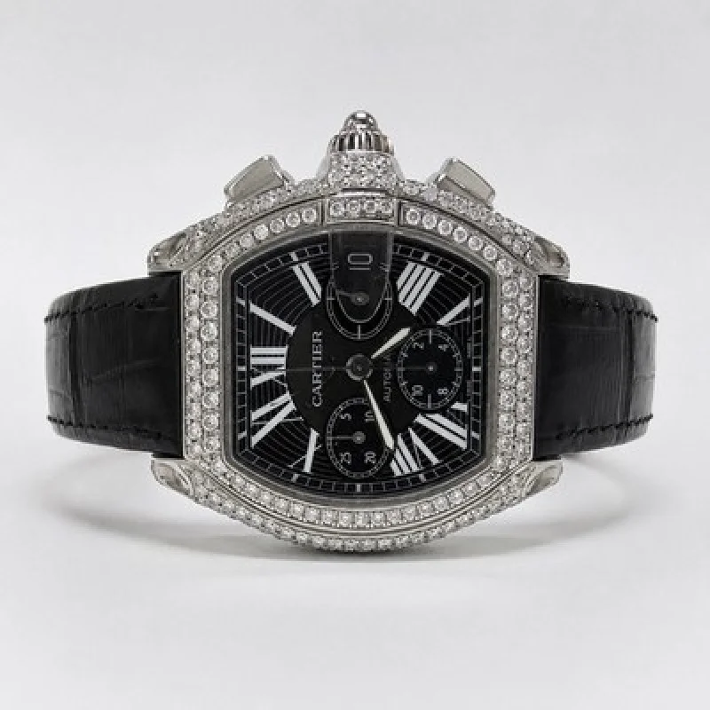 Cartier Roadster XL Chronograph Automatic Diamond Watch 42mm Black Dial 2618