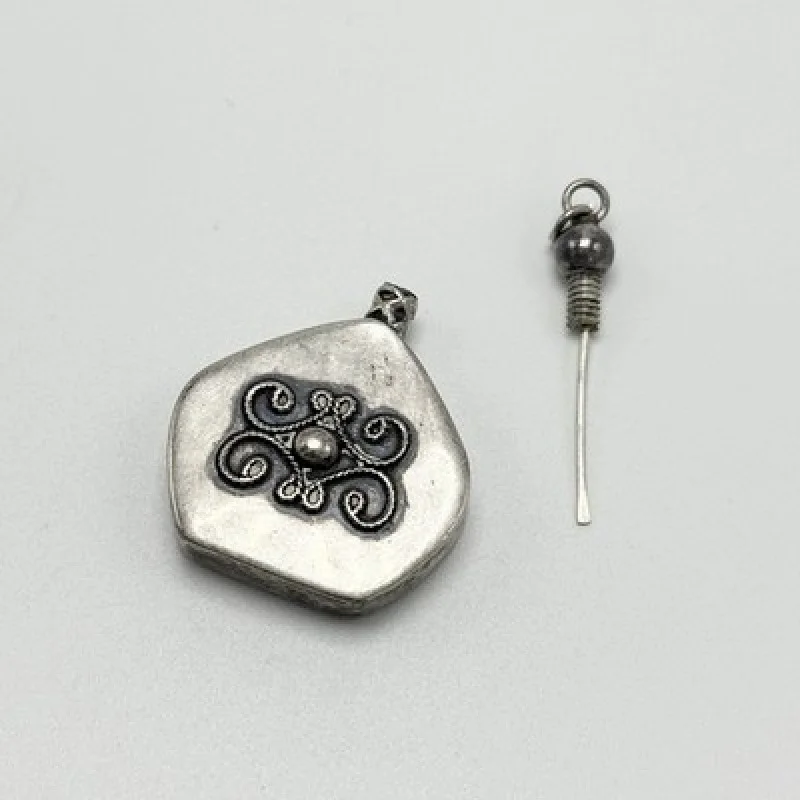 Vintage Israel Sterling Silver Perfume Bottle Pendant with Screw on Top