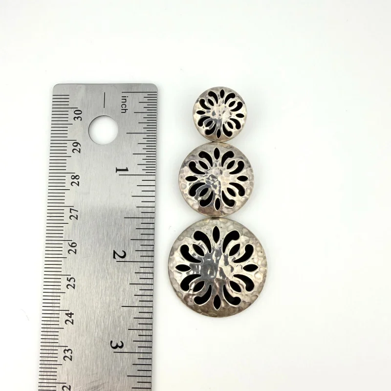 ATI Mexico 925 Hammered Sterling Silver Graduated Circles Flower Pendant