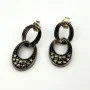 Vintage Sterling Silver Marcasite Interlocking Circle Dangle Earrings