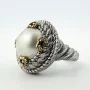 Judith Ripka Sterling Silver White Pearl & Orange Tourmaline Ring - Size 7.5