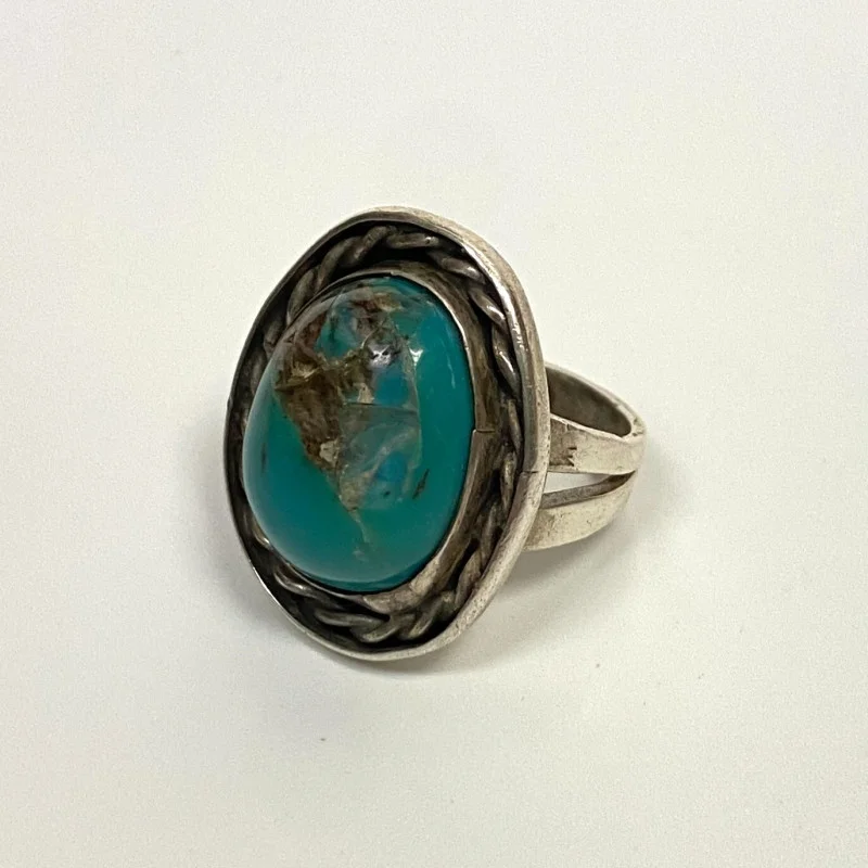 Vintage Sterling Silver Turquoise Ring Size 6.5