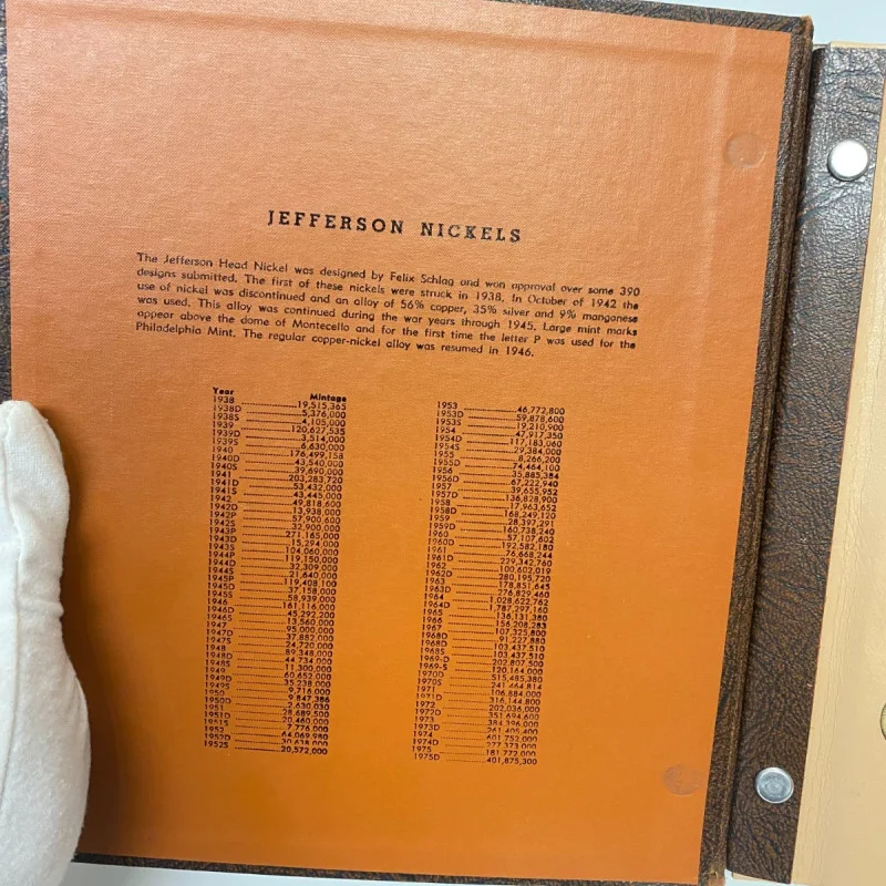 Dansco Album 7113 Jefferson Nickels 1938-1976 Coin Collectors, 94 coins