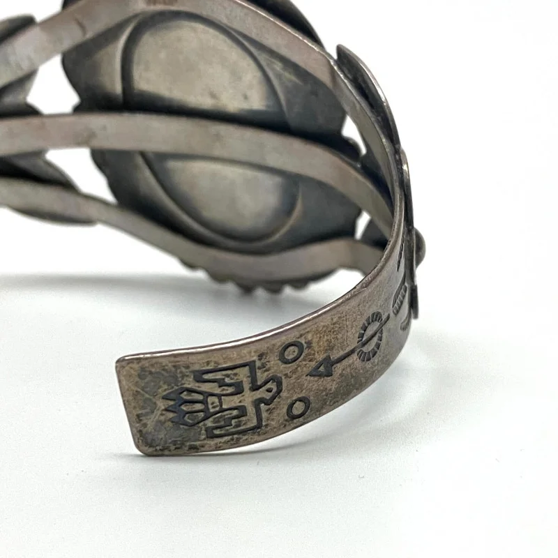 Vintage Cuff Bracelet Bell Sterling with Turquoise