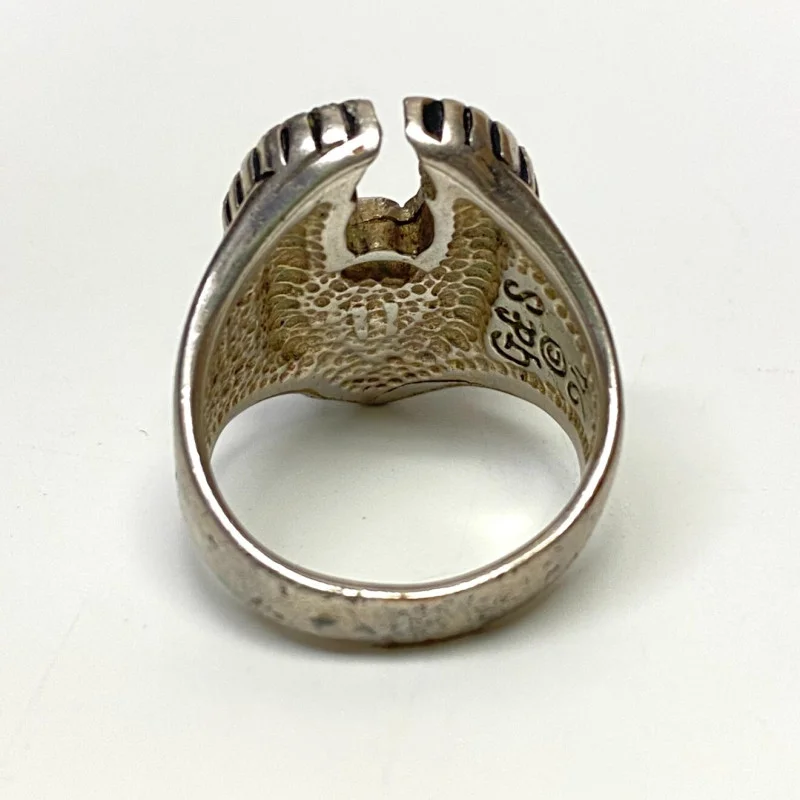 Vintage Stainless Steel Size 11 Eagle Inlay Ring