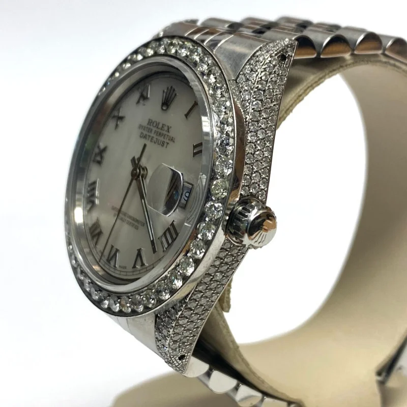 Rolex Datejust 36mm Stainless Steel Watch Diamond Bezel-White Roman Dial