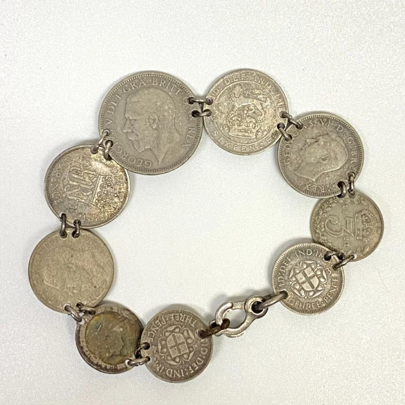 Great Britain 1896-1940 Coins George IV Silver Bracelet, 24 grams