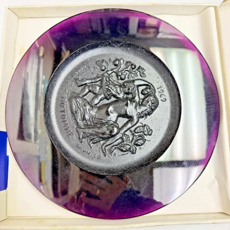 Daum France Les 4 Saisons Complete Set 4 Pâte de Verre Plates Corbin #1449/2000