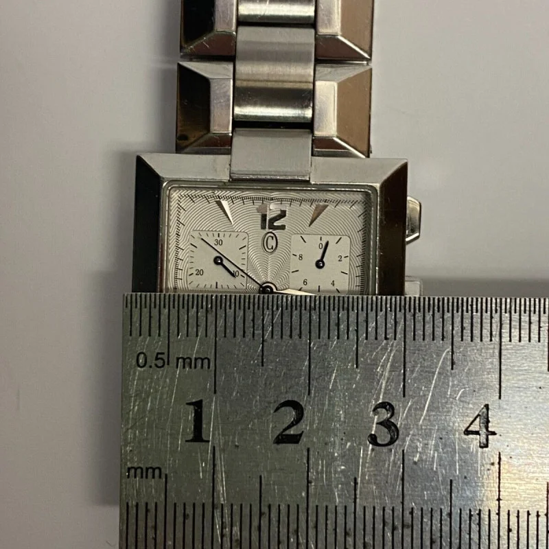Rare Square Concord Swiss Chronograph LaScala Guilloc Date Dial,Sapphire Crystal