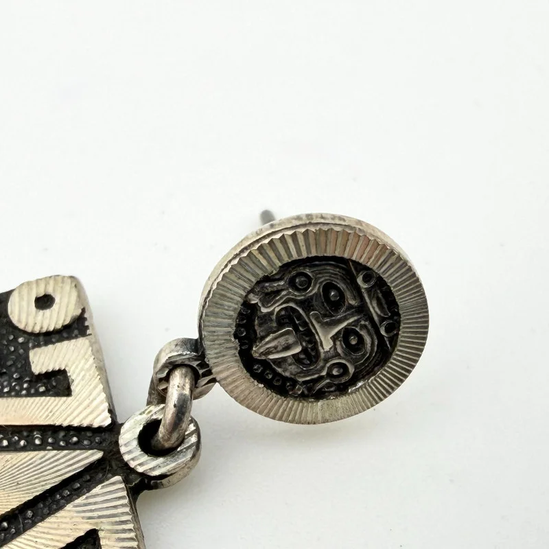 Mexican Sterling Silver Aztec Dangle Earrings - MO-68 MEX 925