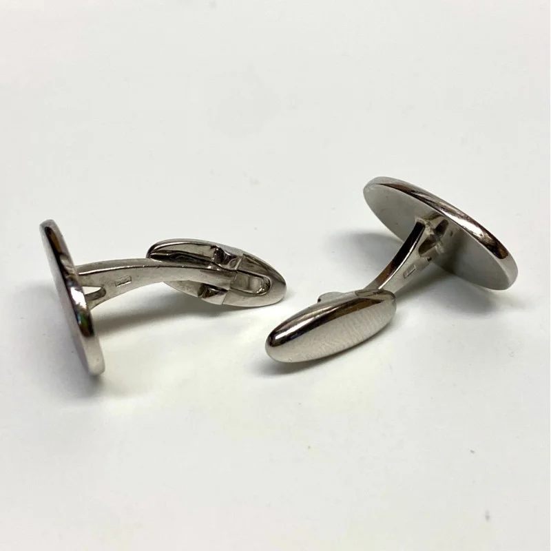 Sterling Silver Red Blue Enamel Cufflinks