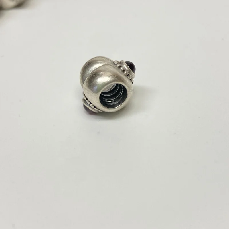 Pandora Heart Charm Retired Super Pretty Pink Rhodolite Sterling Silver 925 ALE