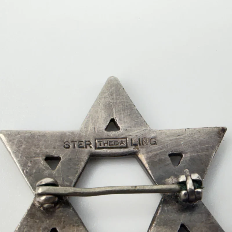 Vintage Cigned Theda Sterling Silver and Marcasite Star of David Pendant Brooch