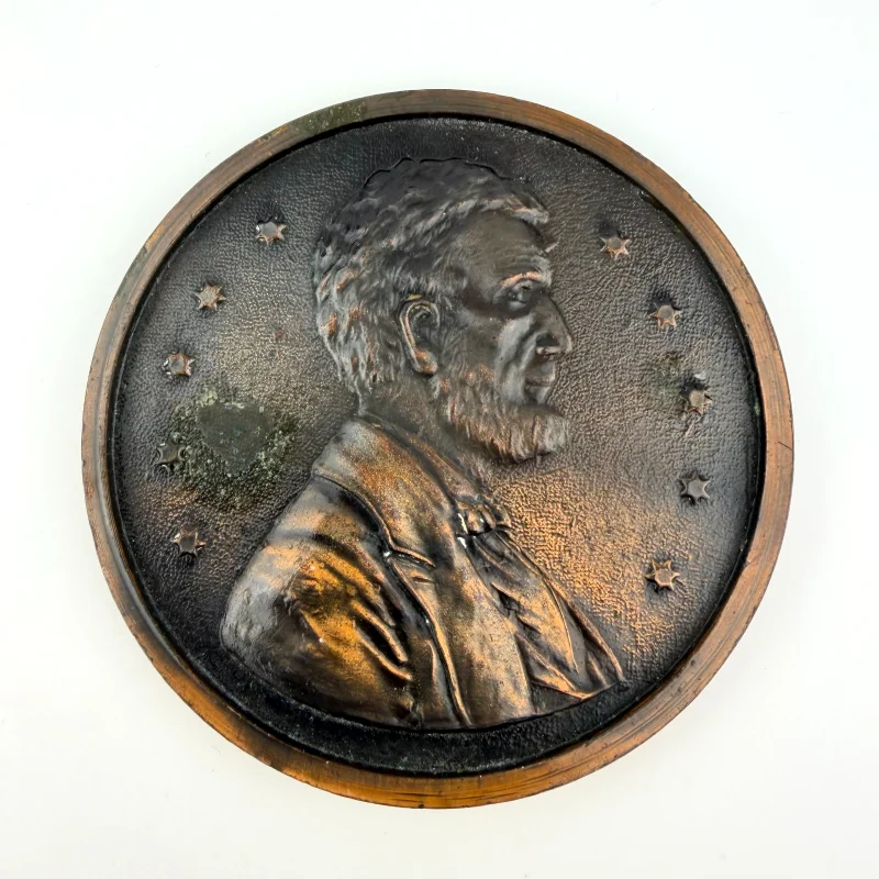 Large 75 mm Souvenir Bronze Penny of Gettysburg with Abraham Lincoln