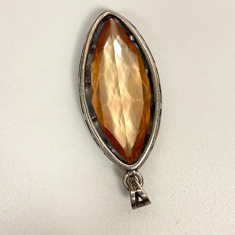 Sterling Silver Glass and Marcasite Stones Pendant