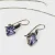 Sterling Silver Lavender CZ & Marcasite Jewelry Set - Pendant & Earrings - 925