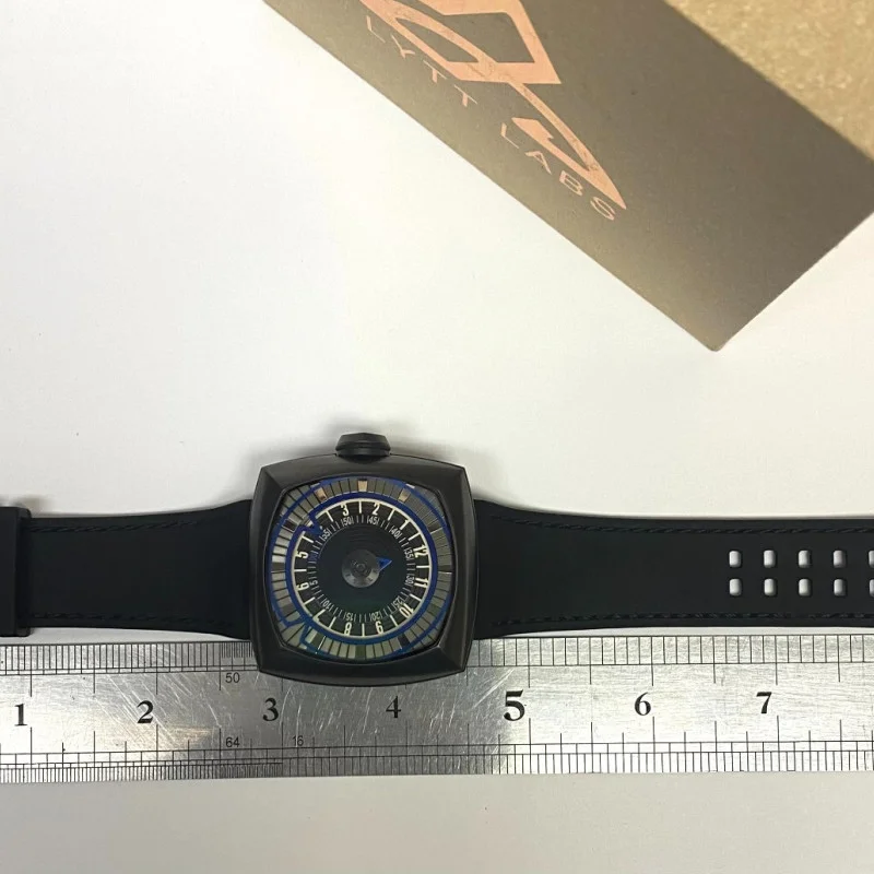 LYTT GUN BLUE HANDS BLACK STITCHING MEN'S WATCH 45 MM