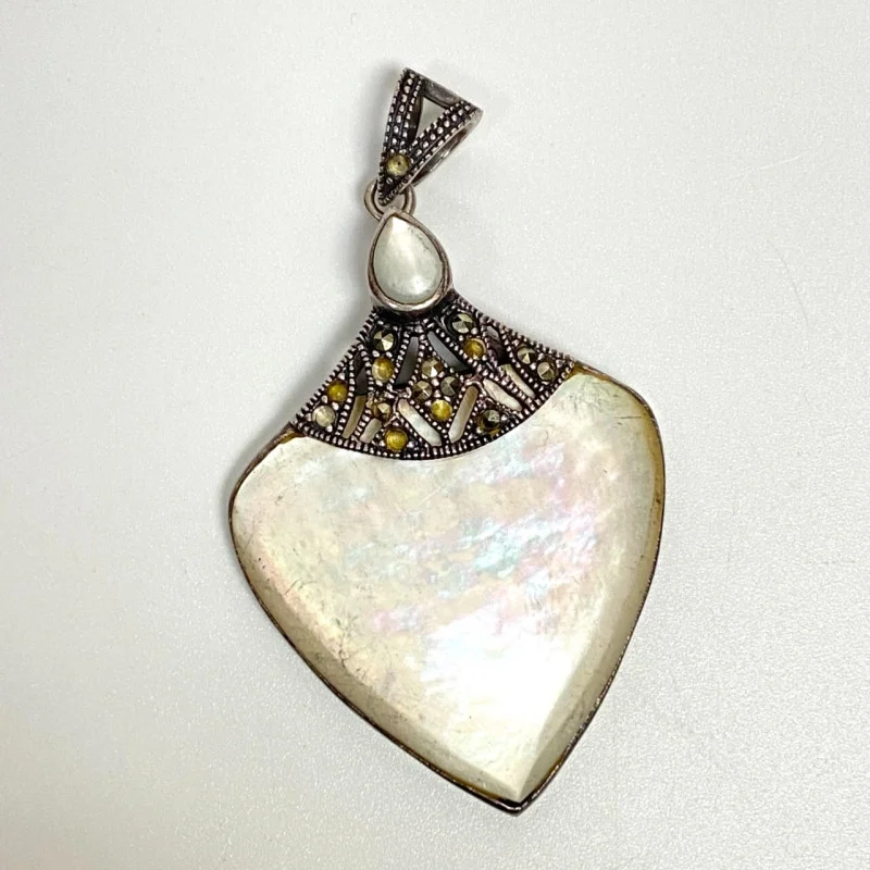 Sterling Silver Pendant Shell and Marcasite stones