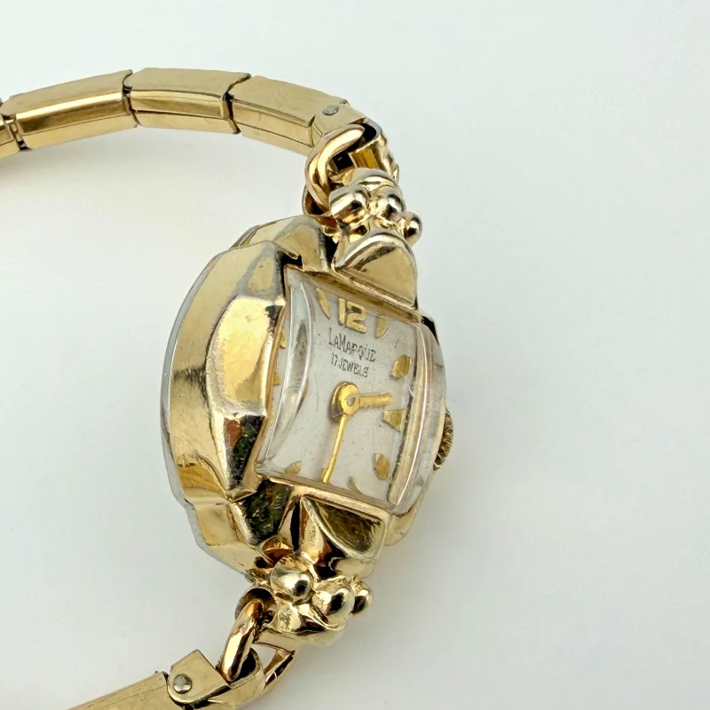 Vintage LaMarque 17 Jewels Ladies Gold Watch Expansion Bracelet Swiss 5.5 in