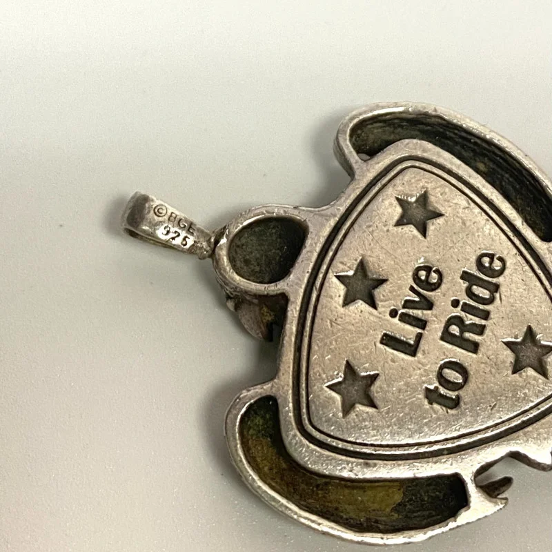 Vintage As Motorcycle Eagle “Live To Ride” Pendant 16.1 Grams